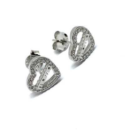 Cercei din Argint 925 Jolie Silver, Model Inimi cu Mama, 12 x 12 mm, 2.8 g-0