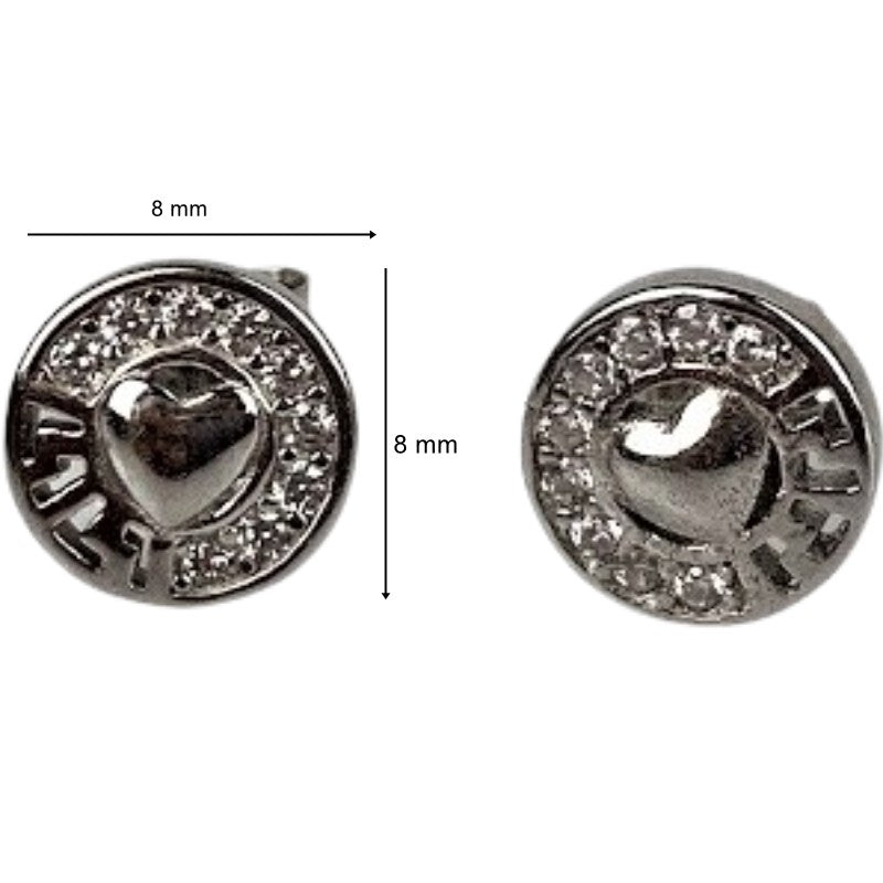 Cercei din Argint 925 Jolie Silver, Model Inima in Cerc, 8 x 8 mm, 1.6 g-2