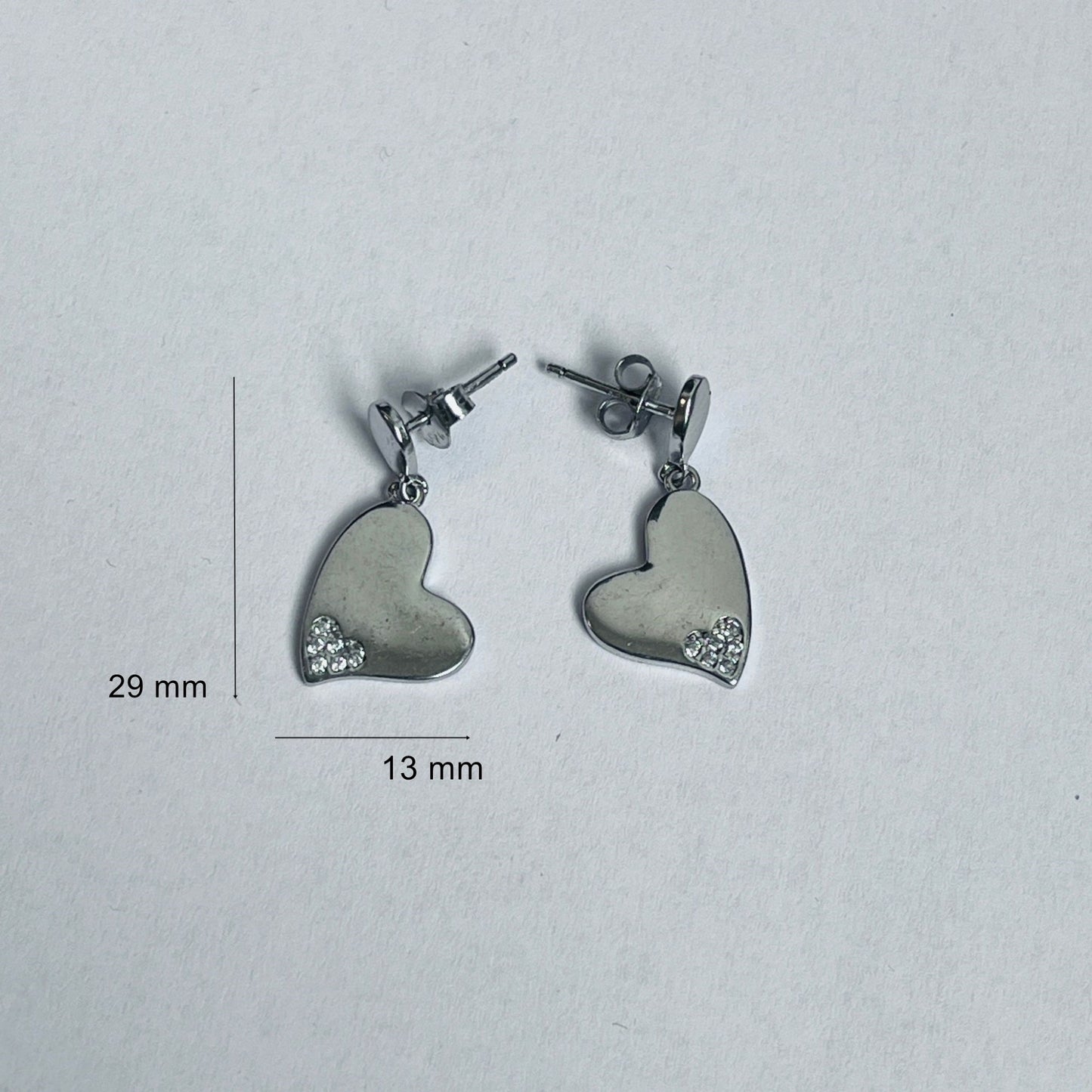 Cercei din Argint 925 Jolie Silver, Model Inimi cu Zirconii, 29 x 13 mm, 2.8 g-3