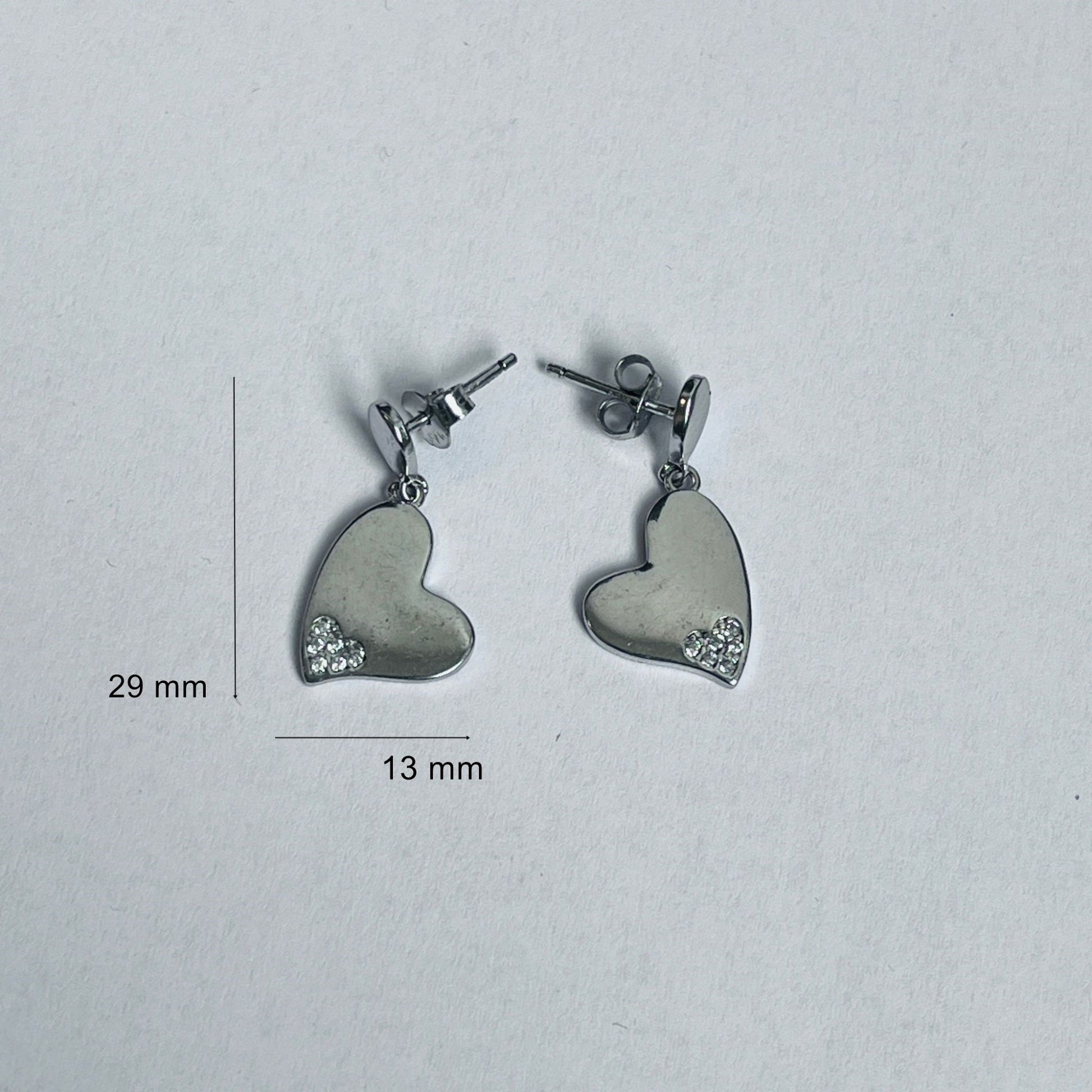 Cercei din Argint 925 Jolie Silver, Model Inimi cu Zirconii, 29 x 13 mm, 2.8 g-3