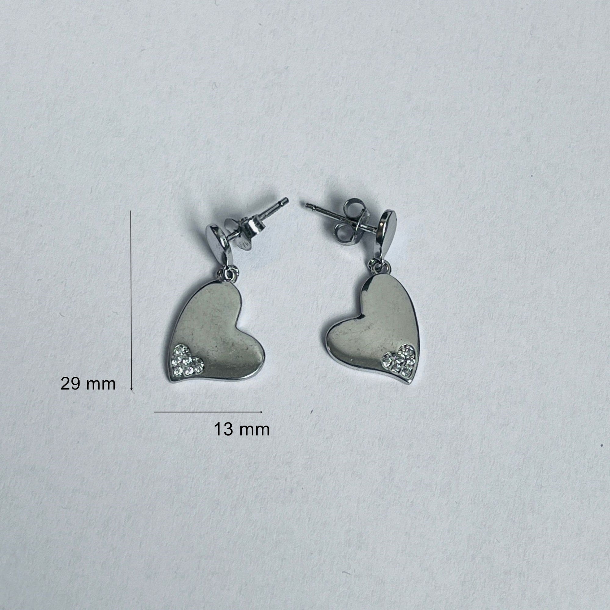 Cercei din Argint 925 Jolie Silver, Model Inimi cu Zirconii, 29 x 13 mm, 2.8 g-3