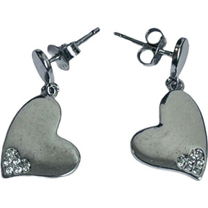 Cercei din Argint 925 Jolie Silver, Model Inimi cu Zirconii, 29 x 13 mm, 2.8 g-0