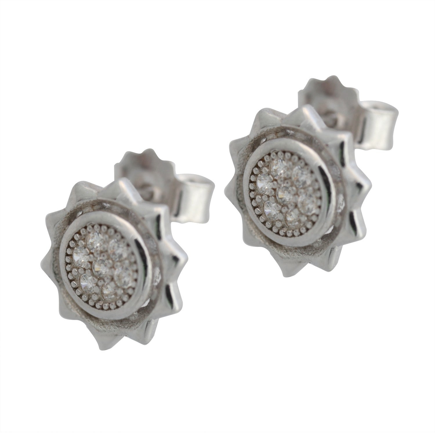 Cercei Soare cu Zirconii, Argint 925-0