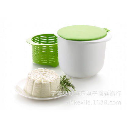 Recipient pentru Preparat Branza, Flippy, Capac de Silicon, Cheese Maker din Plastic, Strecuratoare, 17x14.5x12.8 cm, Verde-0