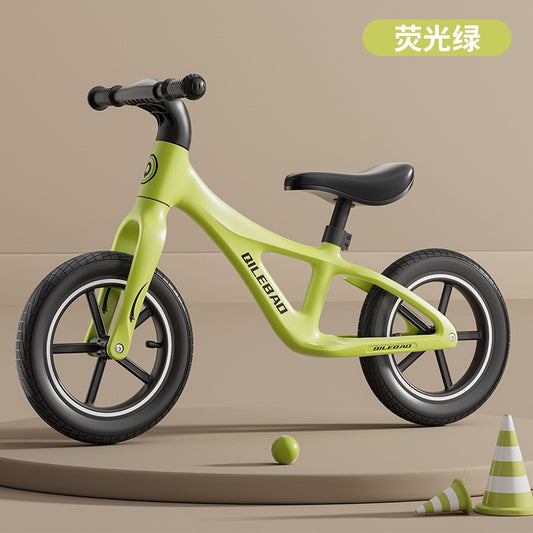 Children's balance bike without pedals 2 in 1 sliding scooter - Color: fluorescent green 14 inches-0