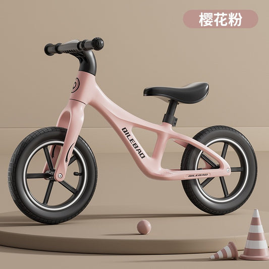 Children's balance bike without pedals 2 in 1 sliding scooter - Color: Sakura Pink 14 inches-0