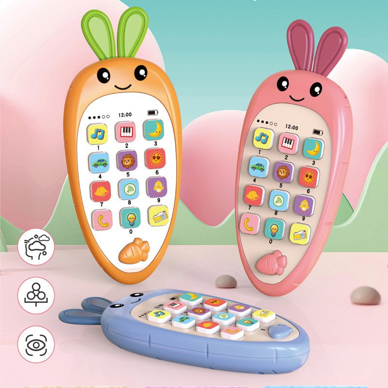 Jucarie Interactiva, Flippy, Telefon Inteligent, Model Morcov, Functii Educative, Muzicale si Voce, 4-6 ani, 19 x 11.5 cm, din Plastic, Multicolor-1