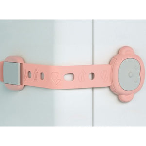 Siguranta pentru Usi Copii, Flippy, Sistem de Blocare Sertare, Dulap, Frigider, Adeziv, cu Sistem de Inchidere Dublu, Model Maimutica, Roz-0
