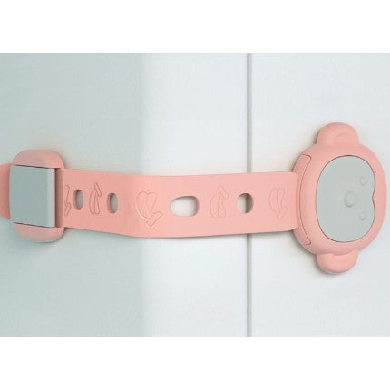 Siguranta pentru Usi Copii, Flippy, Sistem de Blocare Sertare, Dulap, Frigider, Adeziv, cu Sistem de Inchidere Dublu, Model Maimutica, Roz-0