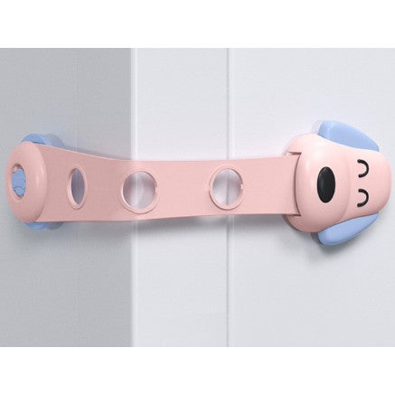 Siguranta pentru Usi Copii, Flippy, Sistem de Blocare Sertare, Dulap, Frigider, Adeziv, cu Sistem de Inchidere Dublu, Model Catelus, Roz-0