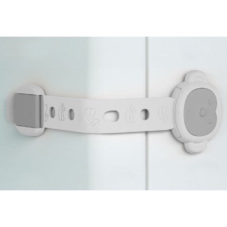 Siguranta pentru Usi Copii, Flippy, Sistem de Blocare Sertare, Dulap, Frigider, Adeziv, cu Sistem de Inchidere Dublu, Model Maimutica, Alb-0
