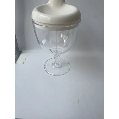 Pahar din Plastic Transparent cu Picior, Flippy, pentru Copii, cu Cioc Antiscurgere, Alb-1