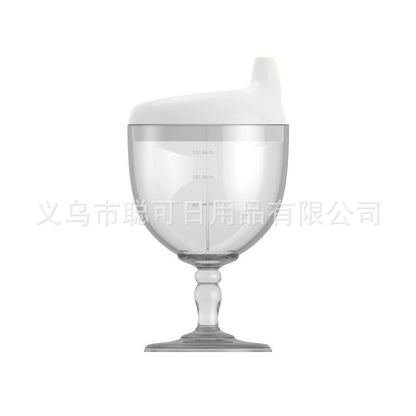 Pahar din Plastic Transparent cu Picior, Flippy, pentru Copii, cu Cioc Antiscurgere, Alb-0