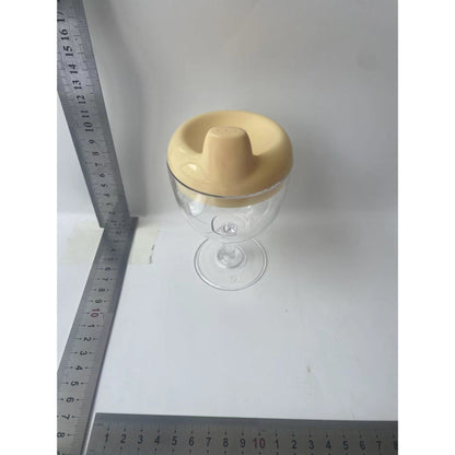 Pahar din Plastic Transparent cu Picior, Flippy, pentru Copii, cu Cioc Antiscurgere, Galben-1