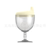 Pahar din Plastic Transparent cu Picior, Flippy, pentru Copii, cu Cioc Antiscurgere, Galben-0