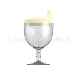 Pahar din Plastic Transparent cu Picior, Flippy, pentru Copii, cu Cioc Antiscurgere, Galben-0