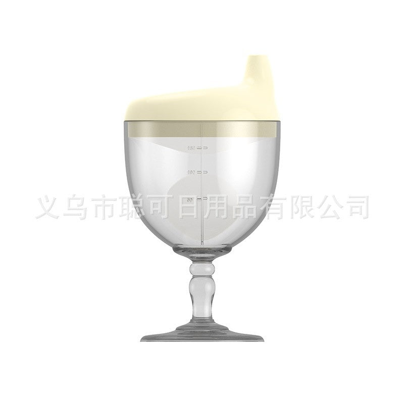 Pahar din Plastic Transparent cu Picior, Flippy, pentru Copii, cu Cioc Antiscurgere, Galben-0