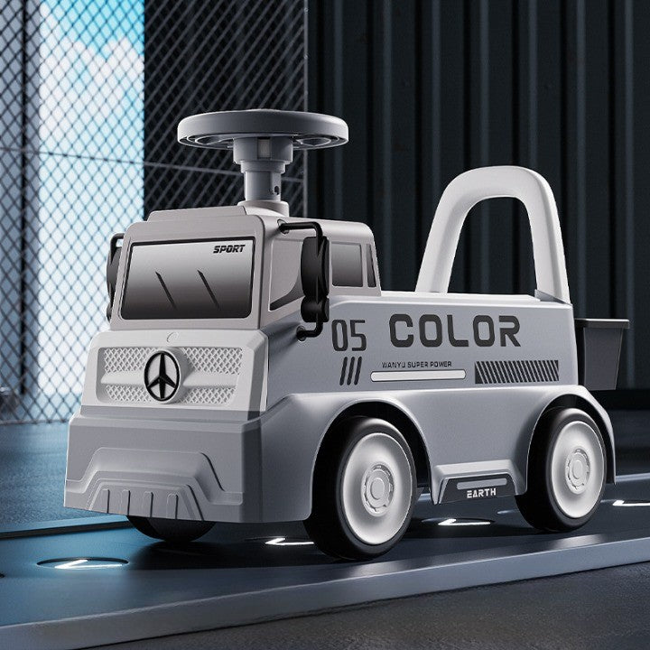 Mașinuță pentru copii, Flippy, 3 ani, Model Camion, Sport, Claxon, Cutie Depozitare, 62x26x40 cm, Gri-1