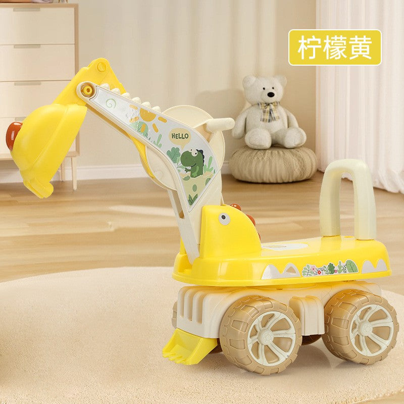 Excavator pentru Copii, Flippy, Muzica si Lumini, Rotativ, Sapa in Pamant 360 de Grade, Plastic, Galben-0