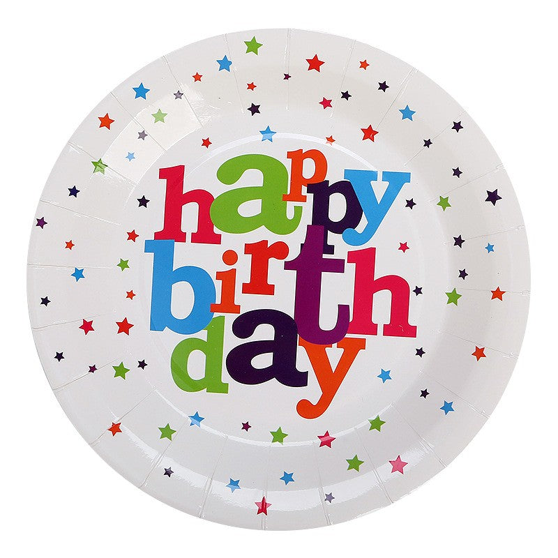 Set 6 Farfurii Happy Birthday, Flippy, 23 cm, Multicolor-0