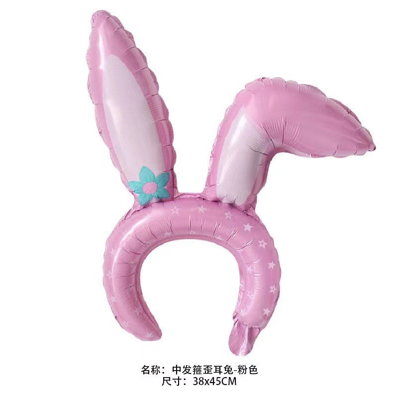 Balon Folie Tip Bentita, Festic, Coroana, Flippy, Model Iepure Roz-0