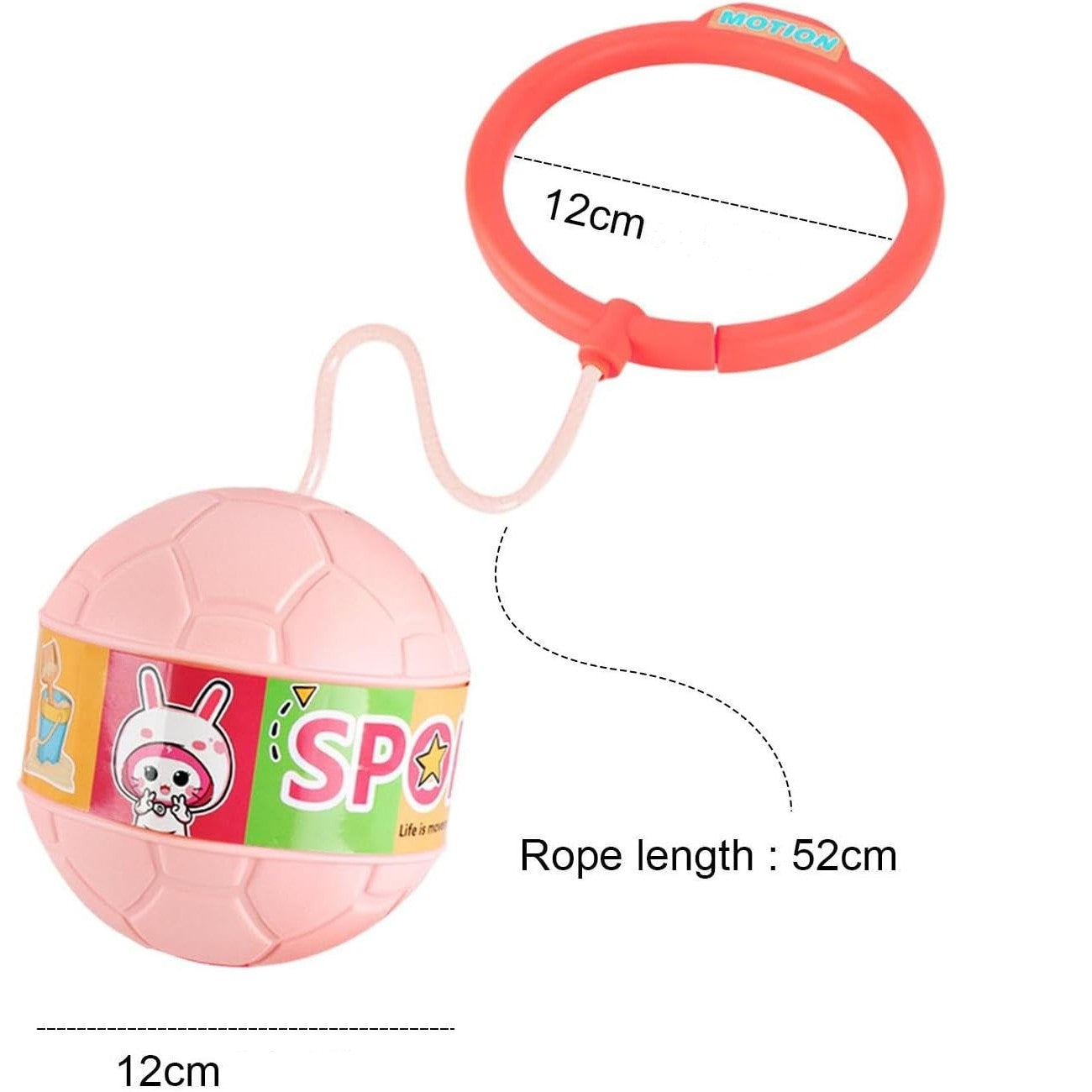 Minge pentru Sarit, Flippy, Tip Coarda Hula Hoop, Cerc 12 cm, Coarda 52 cm, Minge 12 x 11 cm, Functie Iluminat, 4-6 Ani, Plastic, Roz-2