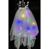 Voal Luminos pentru Copii, Flippy, Lumina Multicolora, pentru Halloween, Cosplay, Craciun, Carnaval, Paste, Ziua Copilului, Bumbac/Poliester, Marime universala, cu Coronita, Alb-0