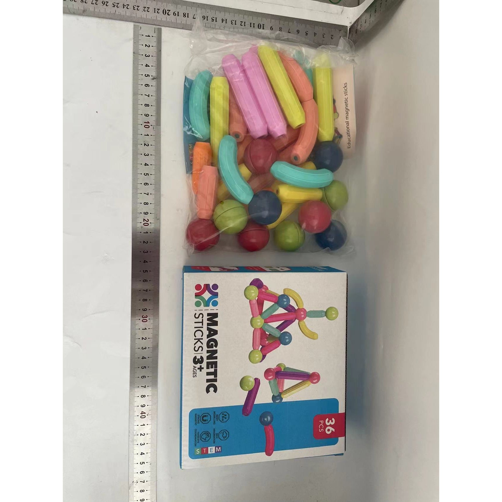 Set 36 de Piese Magnetice de Constructie, Flippy, Puzzle, Forme, 3 Ani, ABS, Magnet, 18x6x16 cm, Multicolor-1