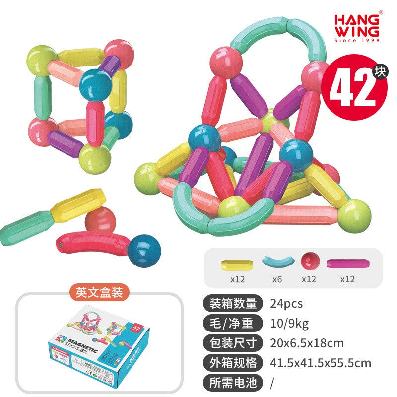 Set 42 de Piese Magnetice de Constructie, Flippy, Puzzle, Forme, 3 Ani, ABS, Magnet, 20x6.5x18 cm, Multicolor-0
