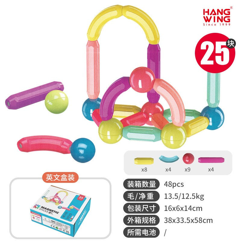 Set 25 de Piese Magnetice de Constructie, Flippy, Puzzle, Forme, 3 Ani, ABS, Magnet, 16x6x14 cm, Multicolor-0