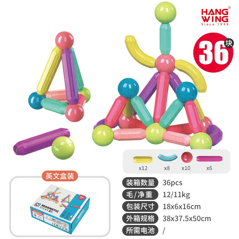 Set 36 de Piese Magnetice de Constructie, Flippy, Puzzle, Forme, 3 Ani, ABS, Magnet, 18x6x16 cm, Multicolor-0