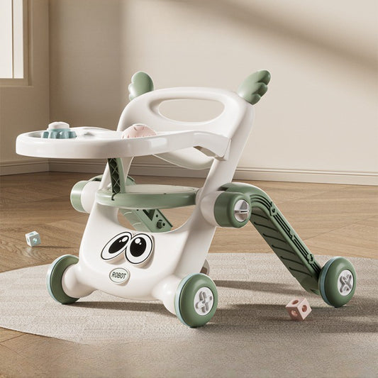 Antemergator pentru Copii 8 in 1, Flippy, Multifunctional, cu Maner de Impingere Detasabil, Scuter, Trotineta, Scaun Reglabil, Tavita Detasabila, Stabil, Antiderapant, 4 Roti, 56x44x64cm, 9-12 Luni, Verde-1