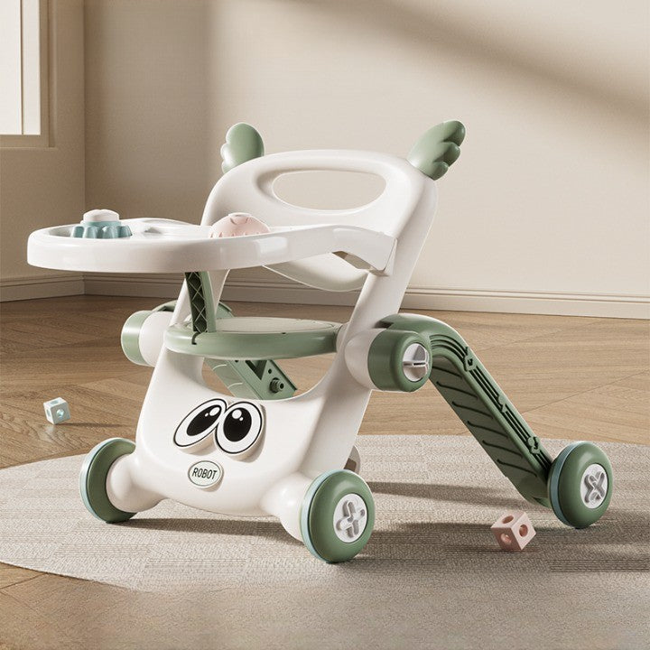 Antemergator pentru Copii 8 in 1, Flippy, Multifunctional, cu Maner de Impingere Detasabil, Scuter, Trotineta, Scaun Reglabil, Tavita Detasabila, Stabil, Antiderapant, 4 Roti, 56x44x64cm, 9-12 Luni, Verde-1