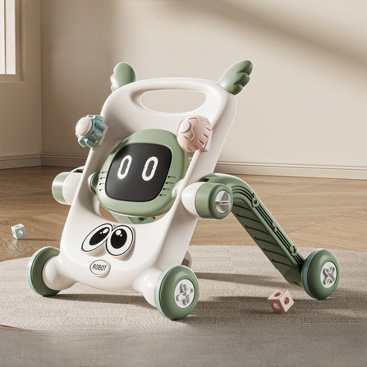 Antemergator pentru Copii 8 in 1, Flippy, Multifunctional, cu Maner de Impingere Detasabil, Scuter, Trotineta, Scaun Reglabil, Tavita Detasabila, Stabil, Antiderapant, 4 Roti, 56x44x64cm, 9-12 Luni, Verde-3