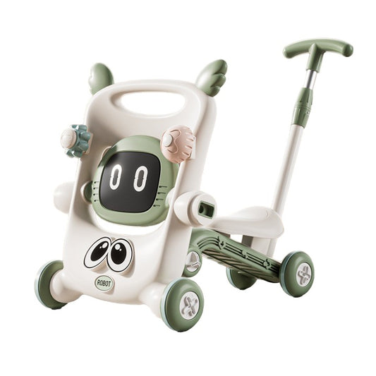 Antemergator pentru Copii 8 in 1, Flippy, Multifunctional, cu Maner de Impingere Detasabil, Scuter, Trotineta, Scaun Reglabil, Tavita Detasabila, Stabil, Antiderapant, 4 Roti, 56x44x64cm, 9-12 Luni, Verde-0