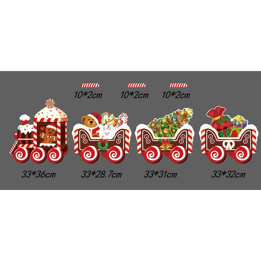 Decoratiune de Craciun, Flippy, pentru Gradina, Tip Trenulet, 4 Figurine + Bete de Infipt in Pamant, din Plastic, Impermeabil, Model Tren cu Omul Briosa, Multicolor-1