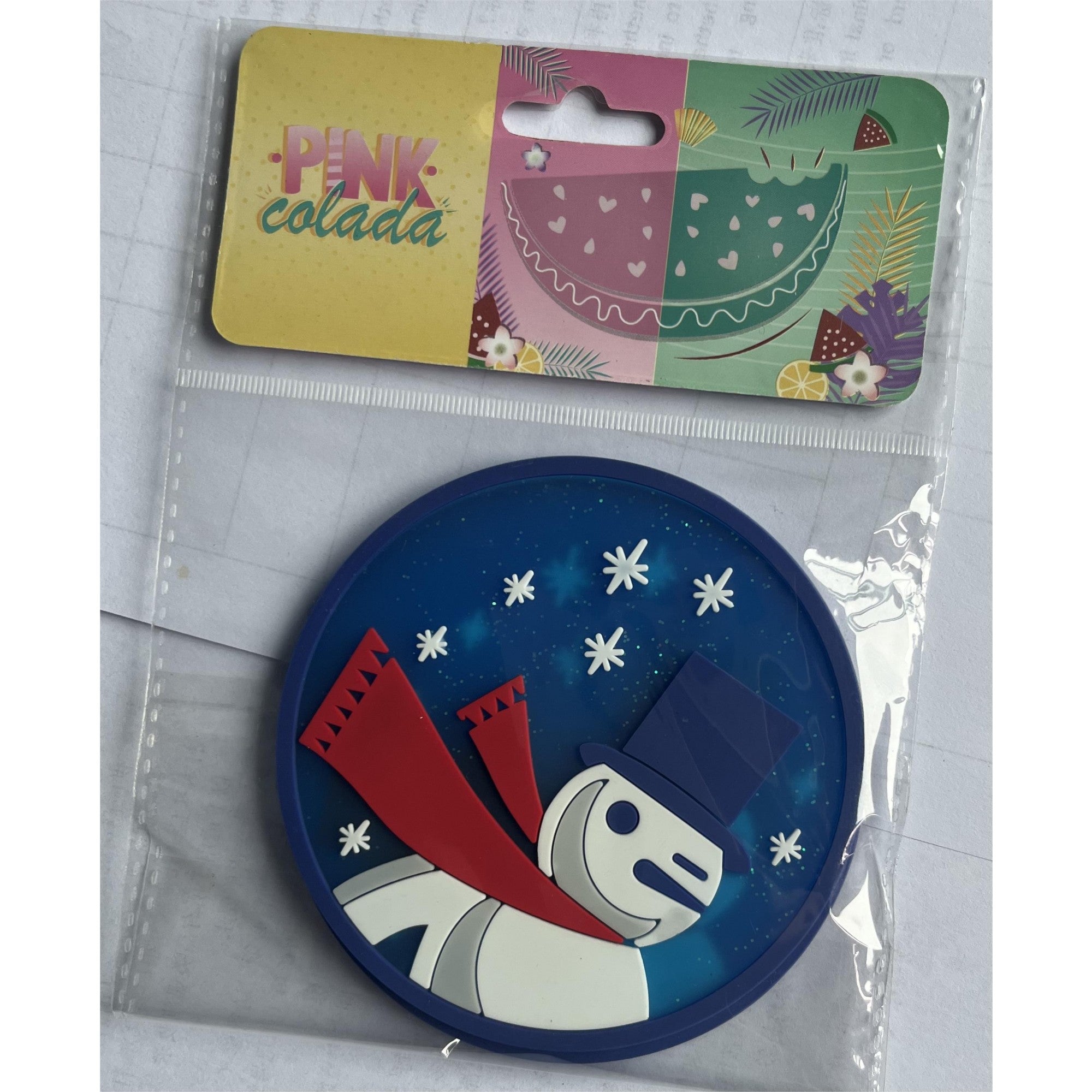 Suport pentru Pahar, Flippy, Model Om de Zapada, PVC, Diametru 10 cm, Albastru-0