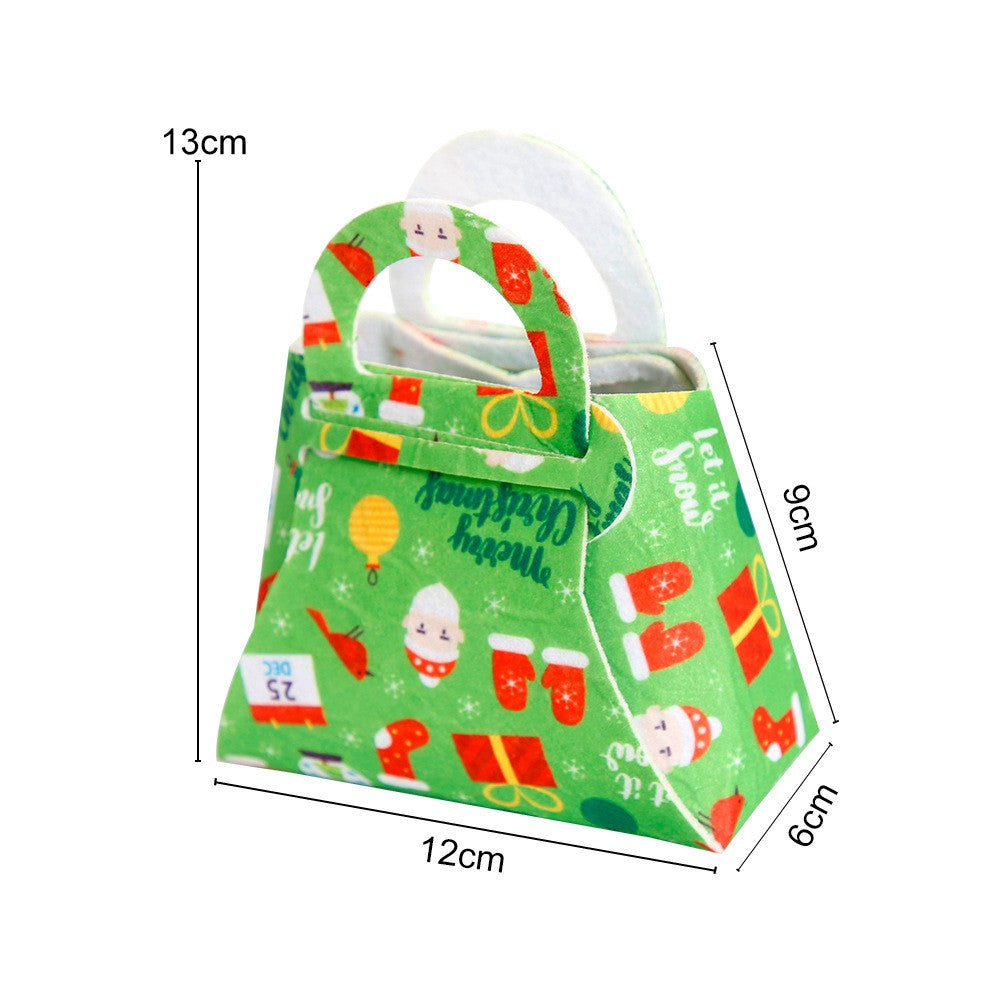 Geanta pentru Copii, Flippy, Pliabila, pentru Cadouri de Craciun, din Panza Netesuta, 13 x 12 x 6 cm, Verde-3