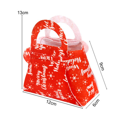 Geanta pentru Copii, Flippy, Pliabila, pentru Cadouri de Craciun, din Panza Netesuta, Merry Christmas, 13 x 12 x 6 cm, Rosu-3