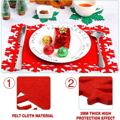 Set 12 Servete pentru Masa si Suporturi de Pahare/Tacamuri, Flippy, 4 Servete 25x35 cm, 4 Suporturi de 13x15 cm, 4 Suporturi de 9.3x10.5 cm, Verde-Rosu-5