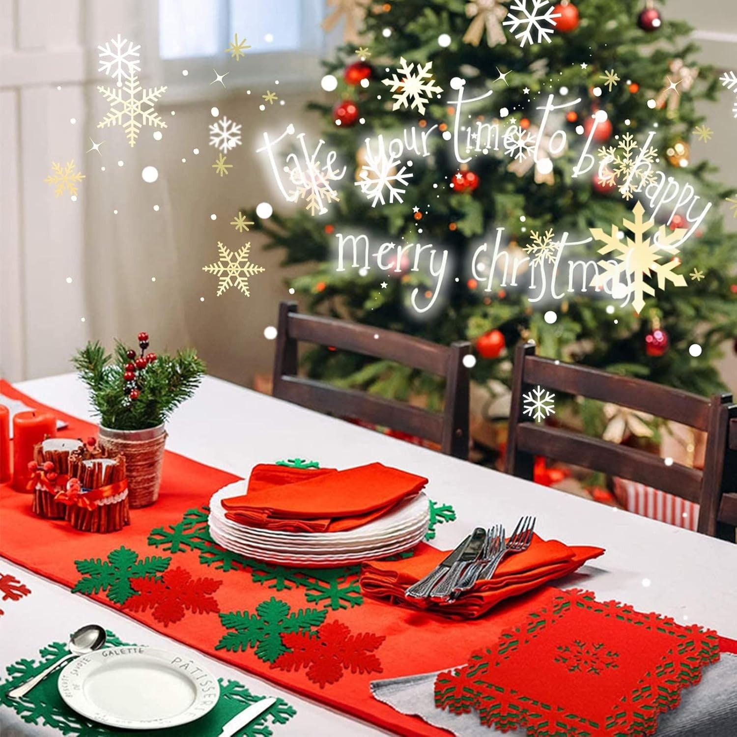 Set 12 Servete pentru Masa si Suporturi de Pahare/Tacamuri, Flippy, 4 Servete 25x35 cm, 4 Suporturi de 13x15 cm, 4 Suporturi de 9.3x10.5 cm, Verde-Rosu-6
