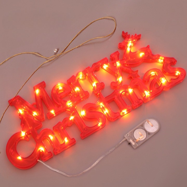 Instalatie LED de Craciun, Flippy, Litere 3D, Merry Christmas, Lumina Calda, Rosu-0