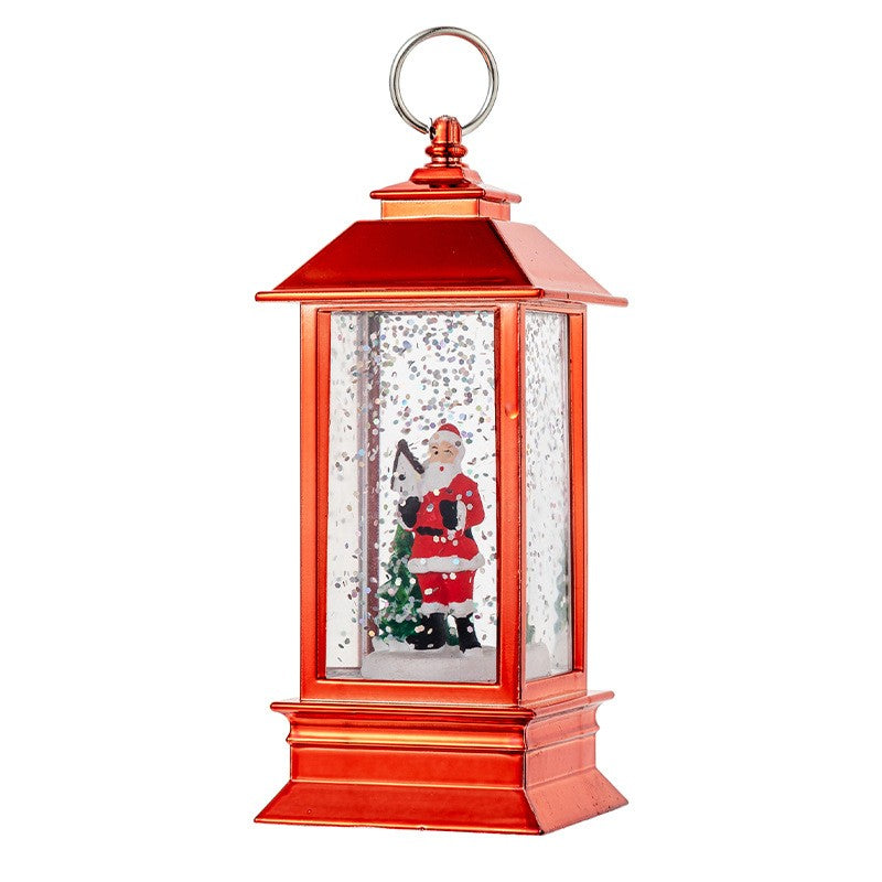 Decoratiune Luminoasa, Flippy, Felinar de Craciun, cu Lumina LED, Ornament Model Mos Craciun, 5.3x5.3x13 cm, Rosu-0