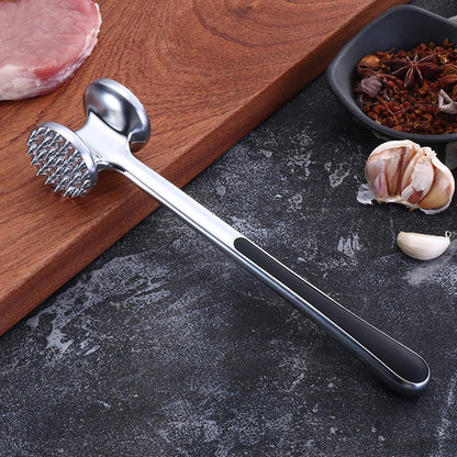 Ciocan pentru snitele si carne Flippy, din aliaj de zinc, maner antialunecare, doua capete, 22 cm, argintiu-8
