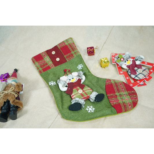 Ciorap Cadouri, Flippy,cu model elf,verde, marimea 20x30 cm, textil, interior-1