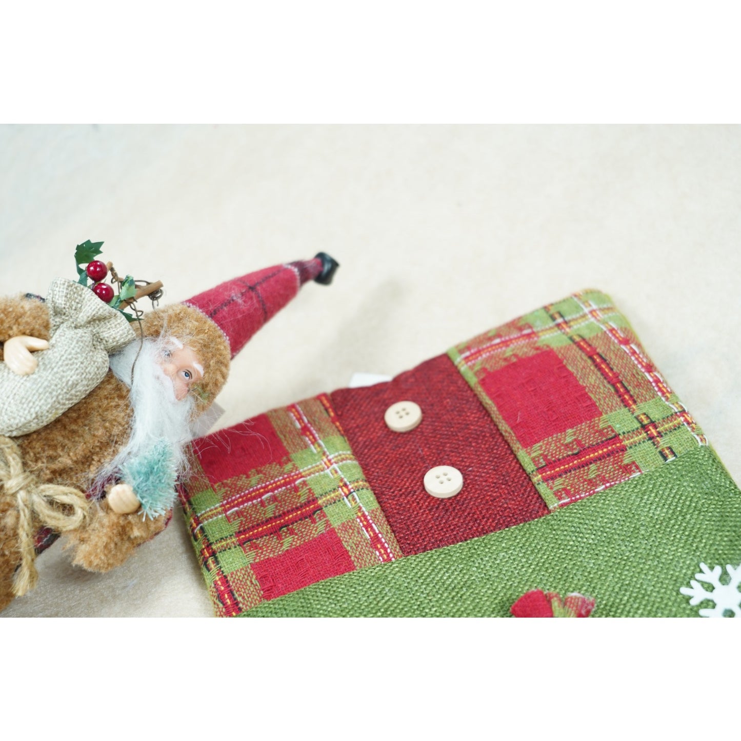 Ciorap Cadouri, Flippy,cu model elf,verde, marimea 20x30 cm, textil, interior-3