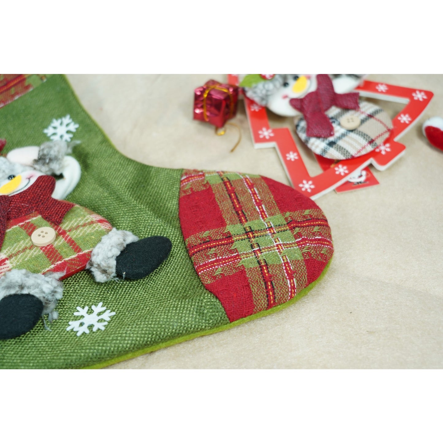 Ciorap Cadouri, Flippy,cu model elf,verde, marimea 20x30 cm, textil, interior-4