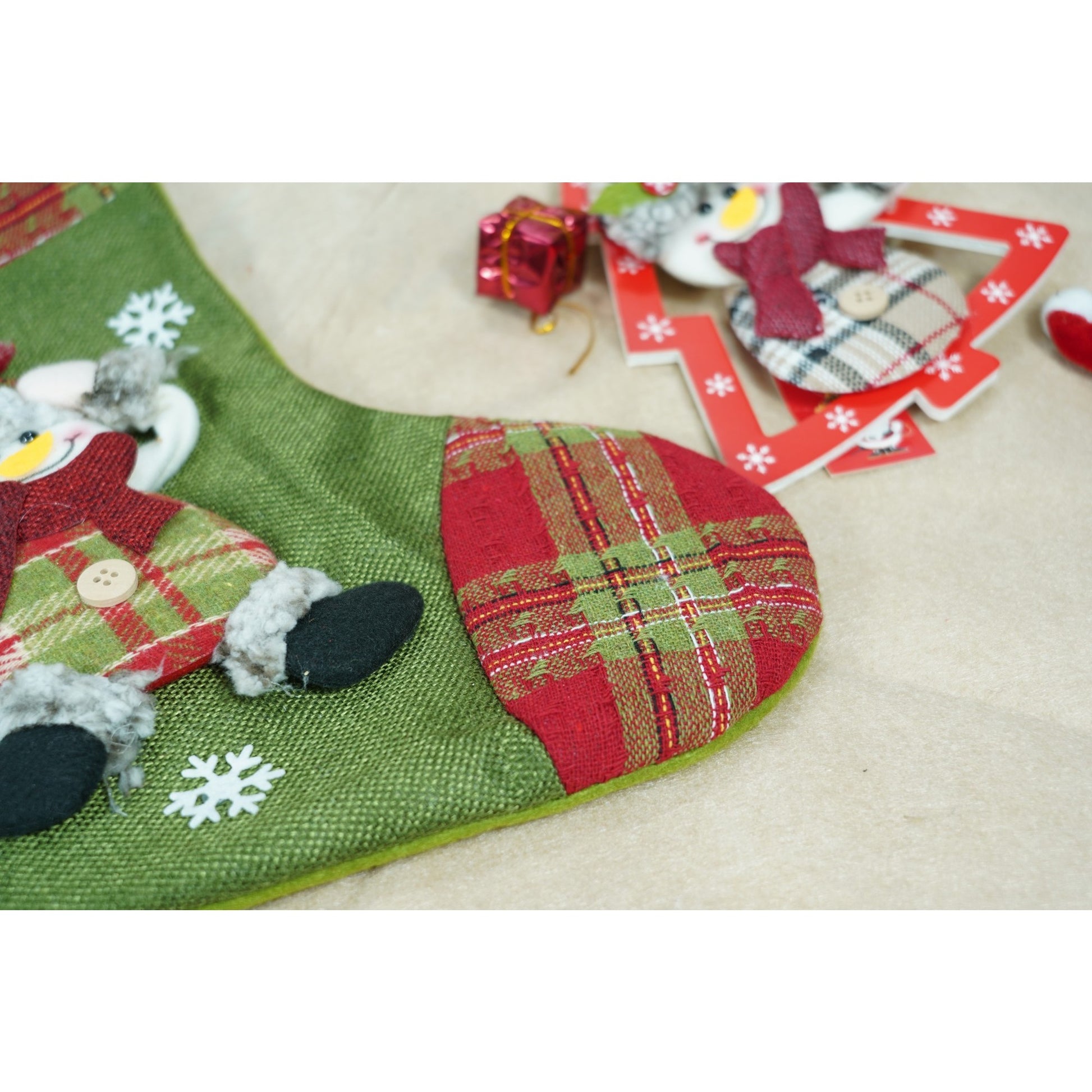 Ciorap Cadouri, Flippy,cu model elf,verde, marimea 20x30 cm, textil, interior-4