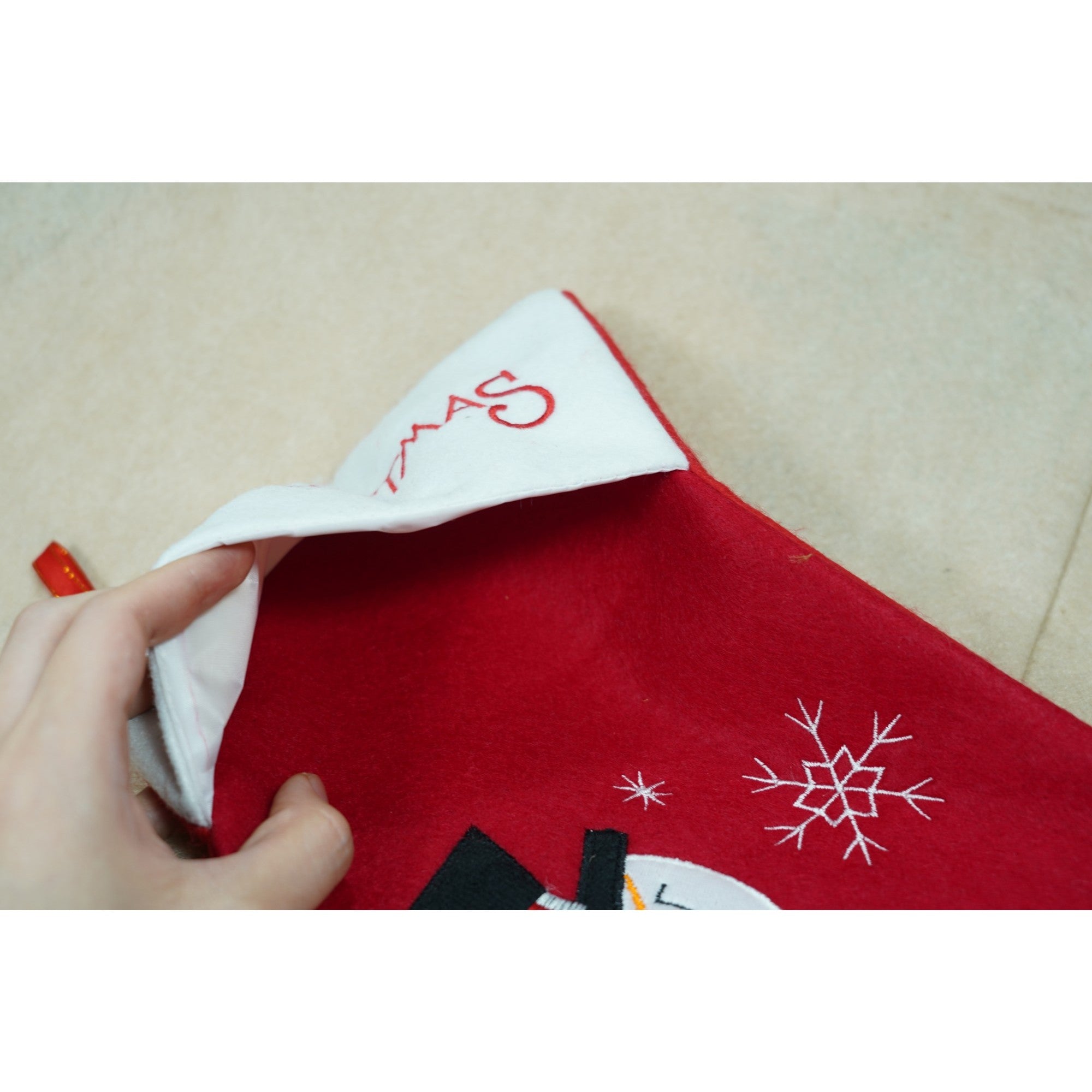 Ciorap Cadouri, Flippy,cu model om de zapada, rosu, marimea 20x40 cm, textil, interior-2