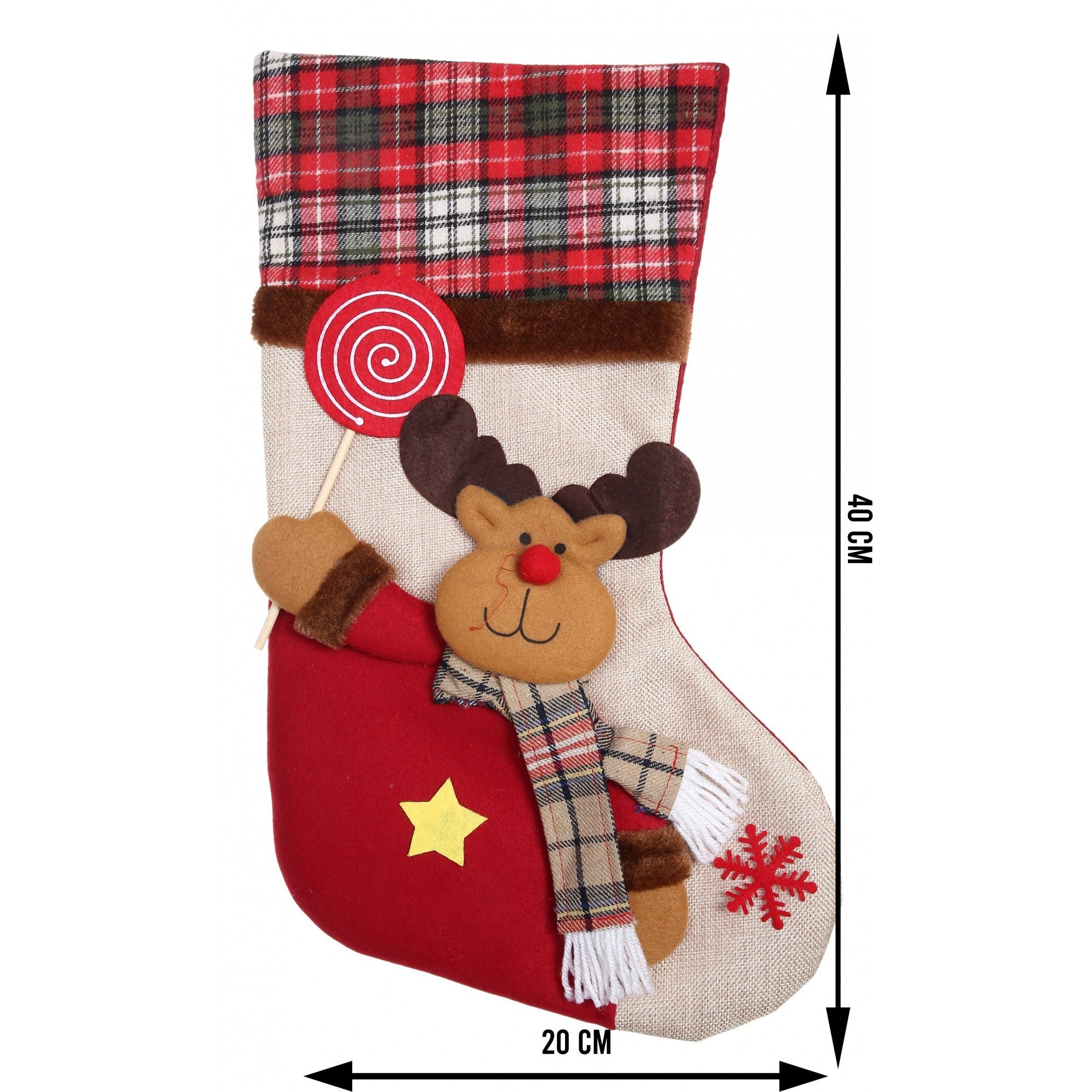 Ciorap Cadouri,Flippy,cu model ren,crem, marimea 20x40 cm, textil, interior-5